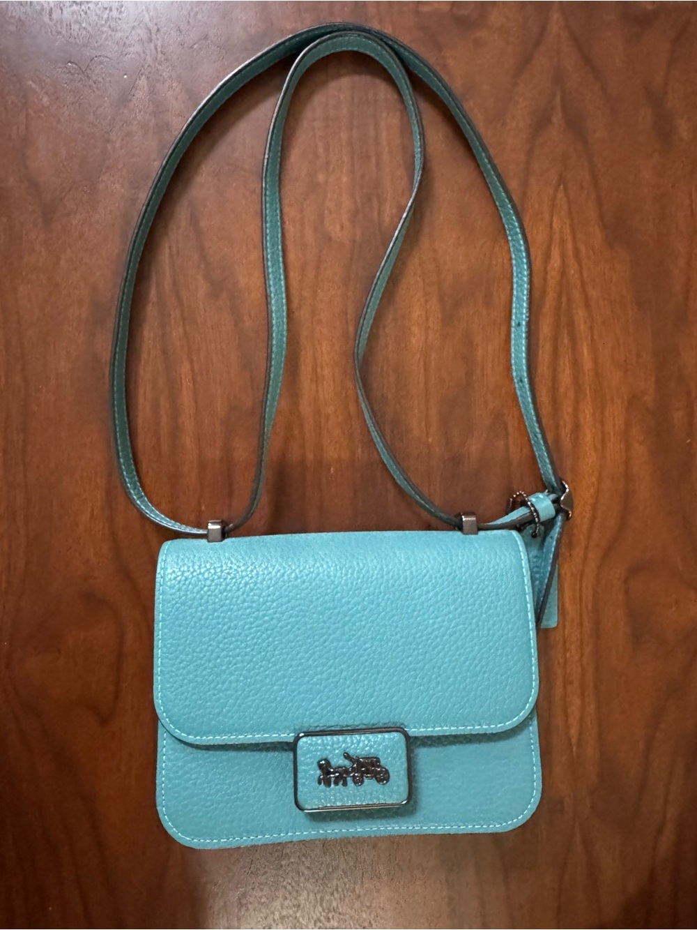 Coach Alie Mini Shoulder Crossbody Bag Turquoise Retro Teal